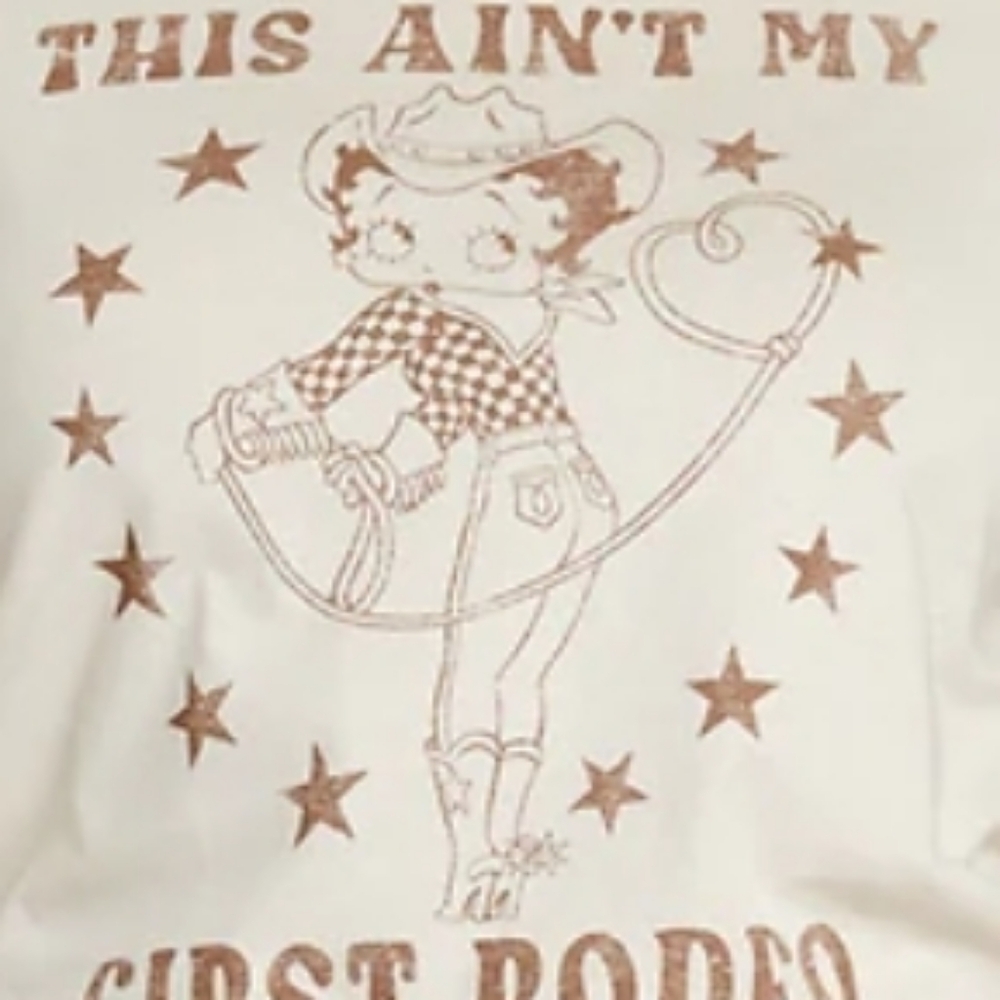 Graphic Beige T-Shirt Xxl Women rodeo top cowgirl western  print Betty boop - Picture 5 of 16